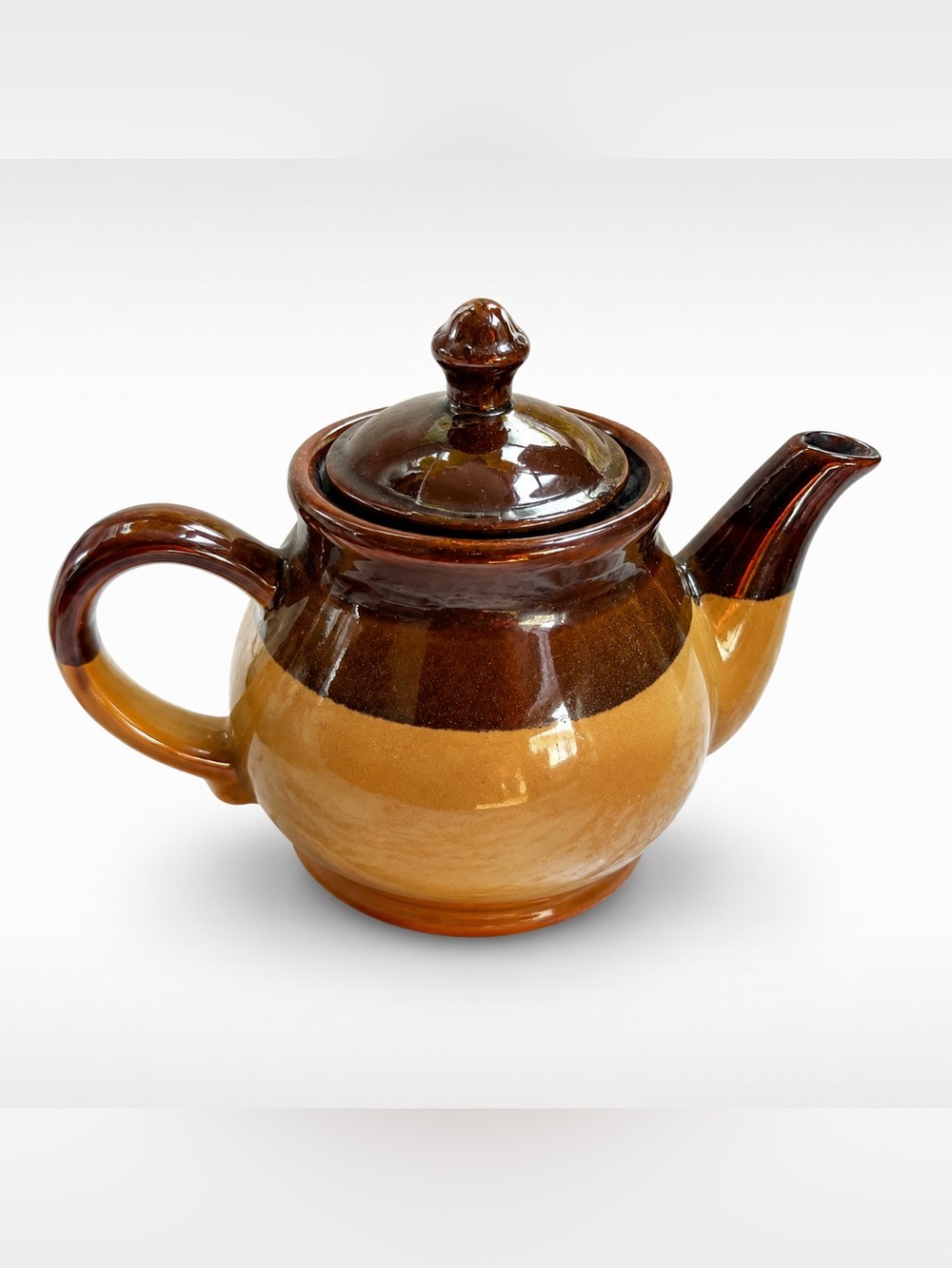Vintage Brown Drip Glaze Stoneware Teapot Japan Rustic Farmhouse
